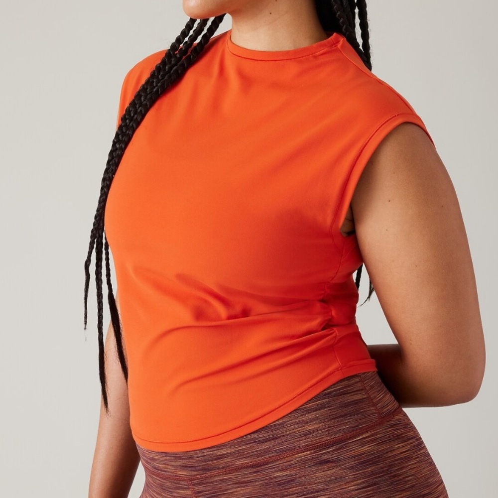 Athleta Vibrant Orange Transcend Ruched Tank s